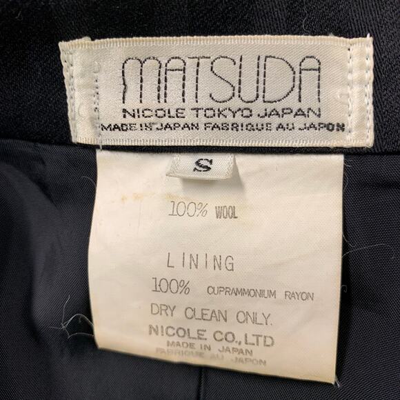 MATSUDA Size S Black Stripe Wool Double Breasted 30 29 Suit - Picture 7 of 10
